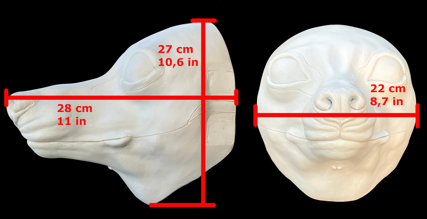 Realistic small canine resin head base / ideal for small domestic dog raccoon dog fennec fox fursuit and cosplay mask