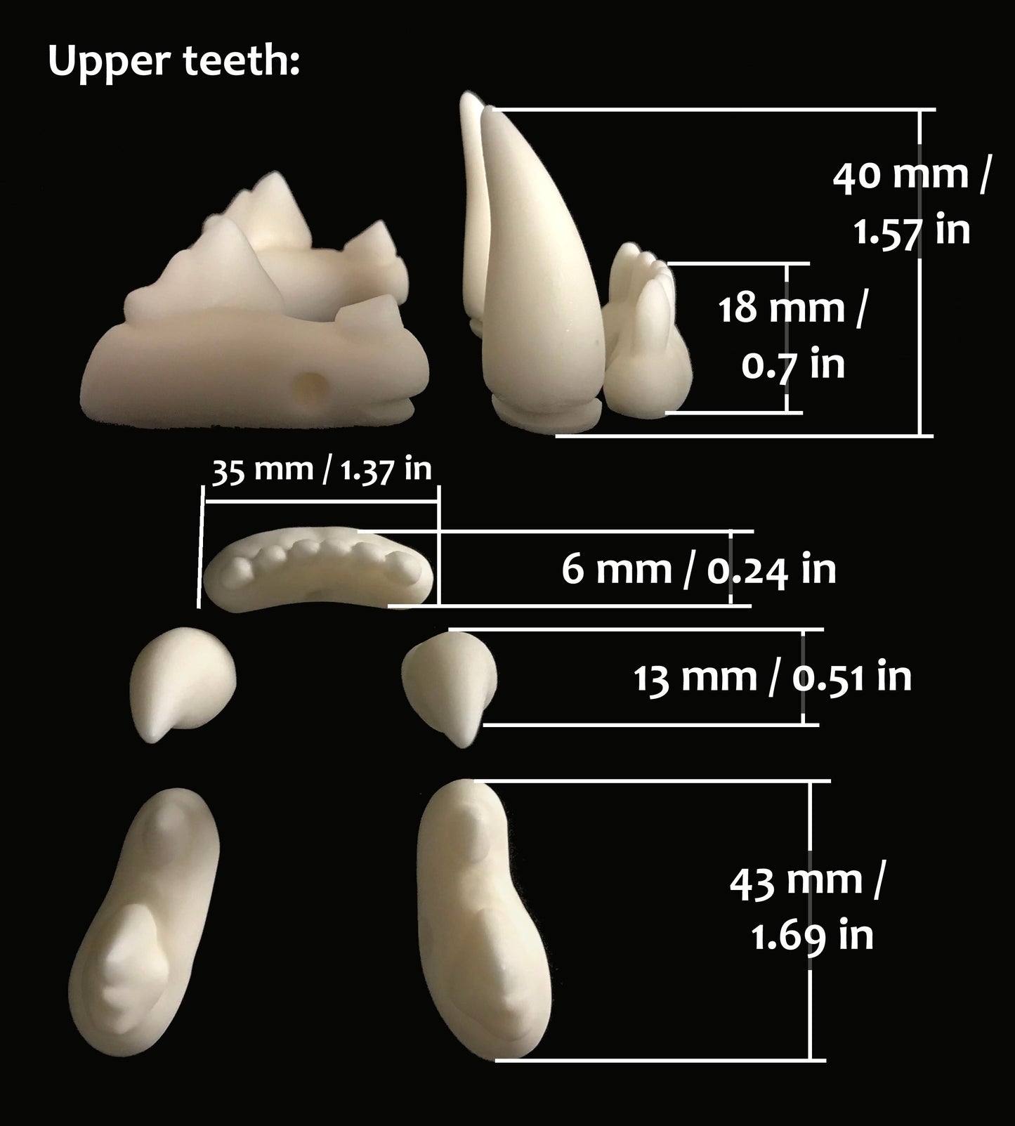 Realistic small feline resin teeth / ideal for domestic cat persian cat lynx khajiit fursuit and cosplay mask