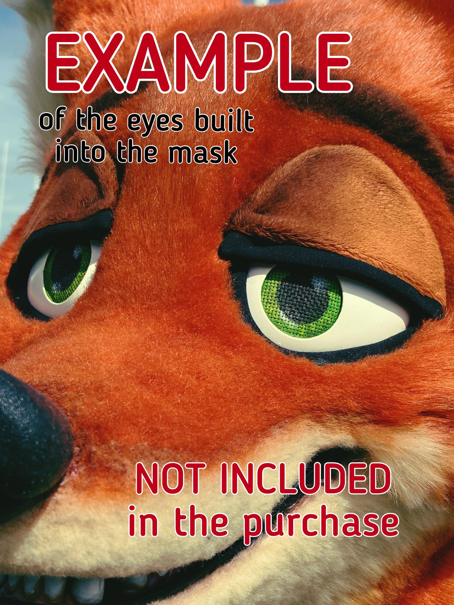 Toony fox Nick 3D printed PLA eye blanks / ideal for a Zootopia inspired fursuit and cosplay mask