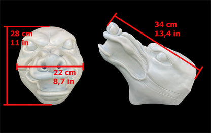 DIY set realistic eastern dragon resin head base + accessories/ also ideal for werewolf and similar monster fursuit and cosplay mask