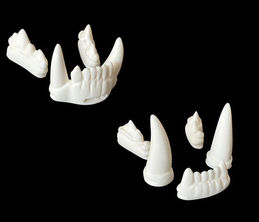 Realistic large feline resin teeth / ideal for lion tiger leopard fursuit and cosplay mask