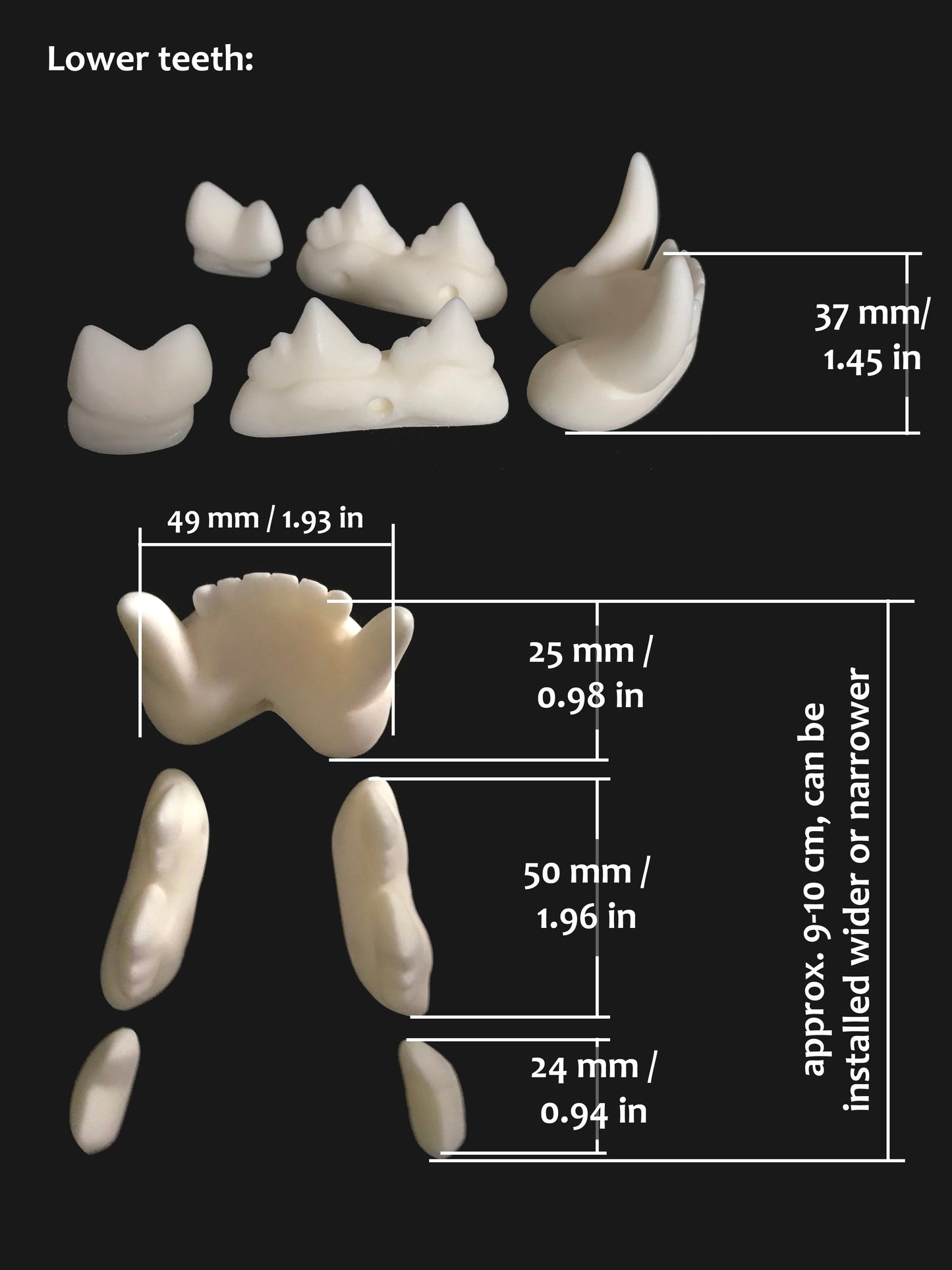 Realistic feline resin teeth / ideal for domestic cat lynx khajiit fursuit and cosplay mask