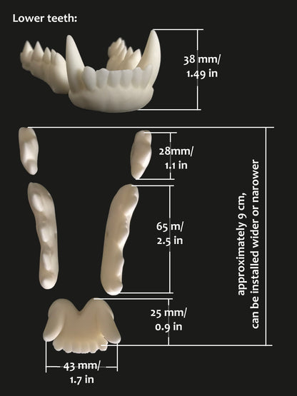 Realistic canine resin teeth / ideal for wolf dog fox fursuit and cosplay mask