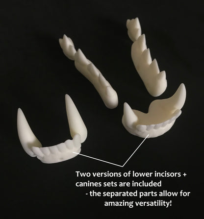 Realistic canine resin teeth / ideal for wolf dog fox fursuit and cosplay mask