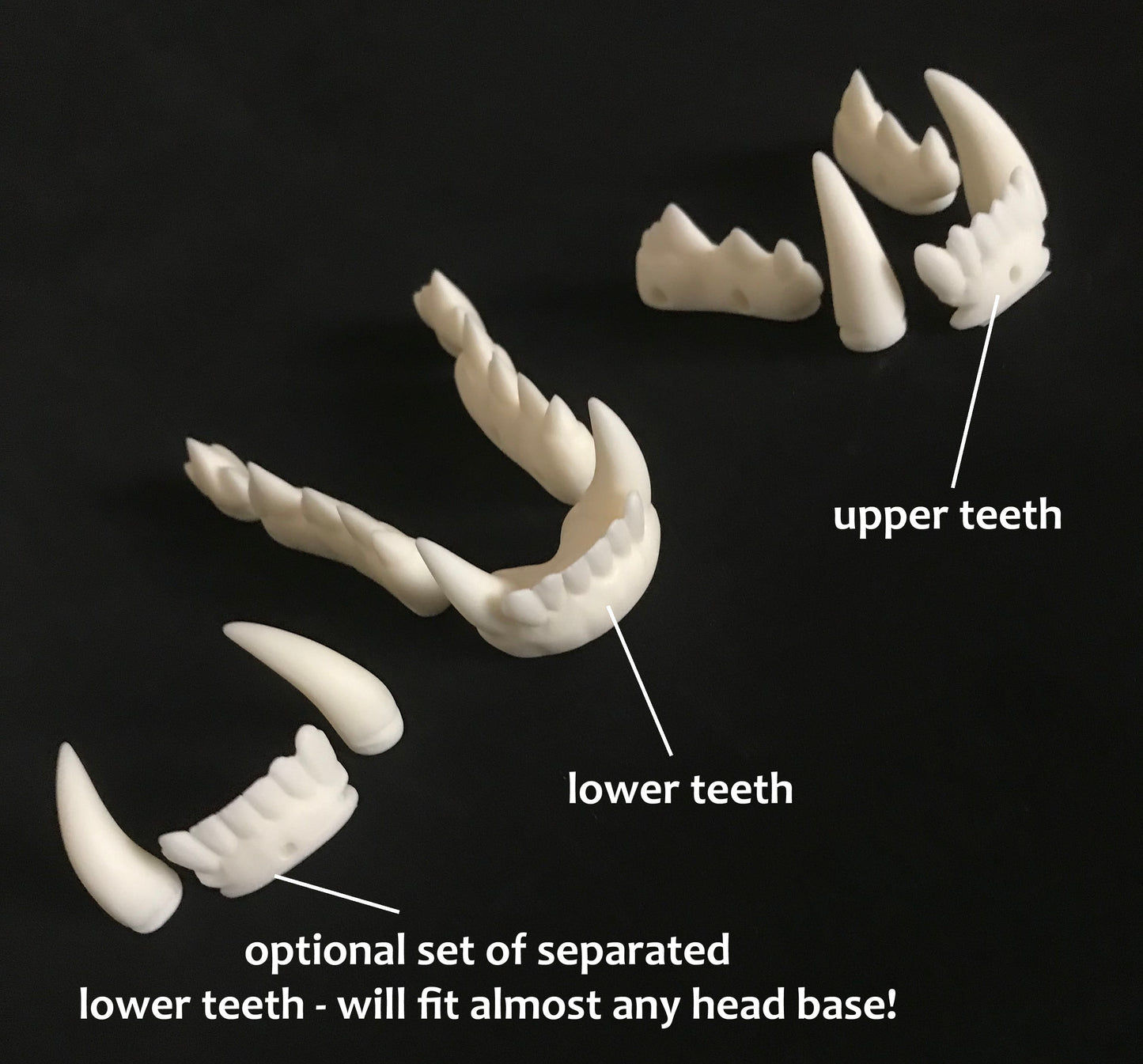 Realistic canine resin teeth / ideal for wolf dog fox fursuit and cosplay mask