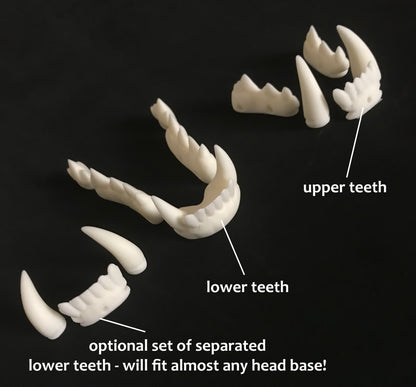 Realistic canine resin teeth / ideal for wolf dog fox fursuit and cosplay mask