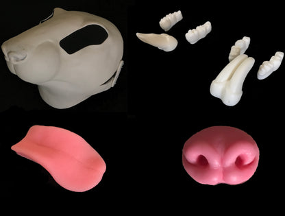 DIY FULL SET realistic rodent resin head base with accessories / ideal for rat mouse chipmunk skaven fursuit and cosplay mask